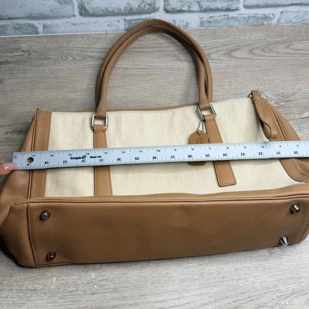 Vintage Coach Bonnies Legacy Linen Canvas Satchel Bag Camel 9435 - Picture 11 of 12